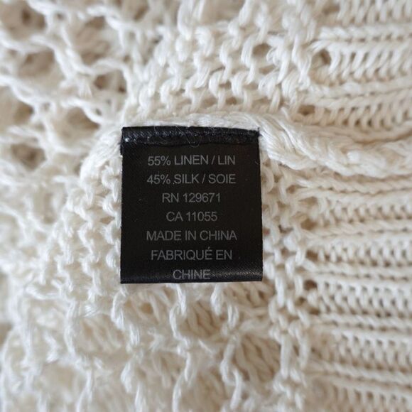 360 Sweater Sweater Open Crochet Knit Design Silk and Linen Size Small - Picture 14 of 15